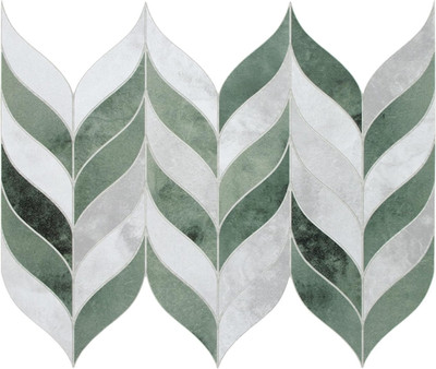 sunwings 10-Sheet Leaf Waterjet Peel and Stick Backsplash, 12.4'' x 10.7'' Green M