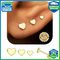 Ohrringe Silber 925 Gold Ohrstecker 3 Paar Damen Schmuck