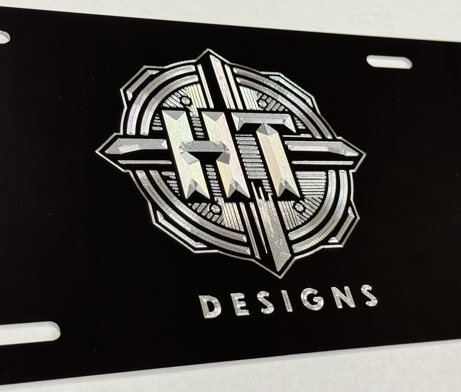 REFLECTIVE Engraved Custom Business Logo Diamond Etched License Plate Car Tag