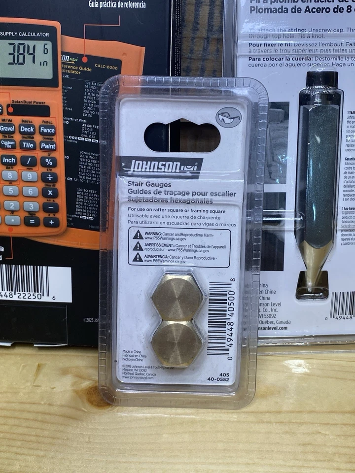 Johnson Lot - Supply Calculator, Stair gauges, 8 Oz. Plumb Bob - New, Fast Ship! - Image 4 of 4