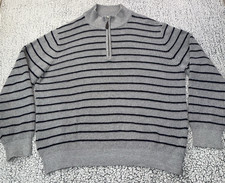 LL Bean Mens Waffle Knit 1/4 Zip Pullover Cashmere/Cotton Sweater Gray Size L