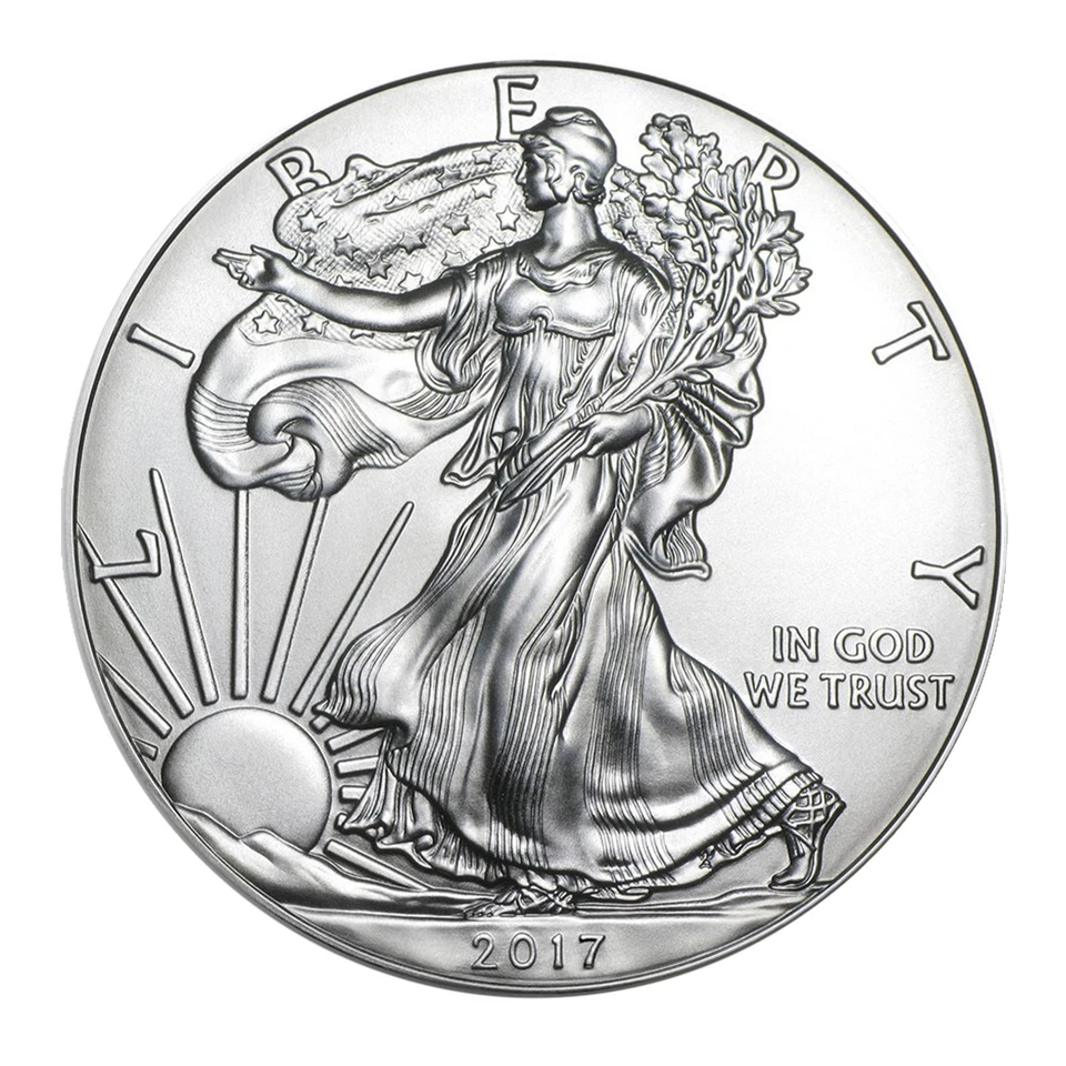 American Silver Eagle MS70 NGC 2017 $1 - Lanzamientos tempranos, soporte verde Foto 2 de 3