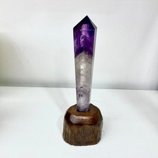 360G Top! natural amethyst staff tip healing specimen obelisk ornament