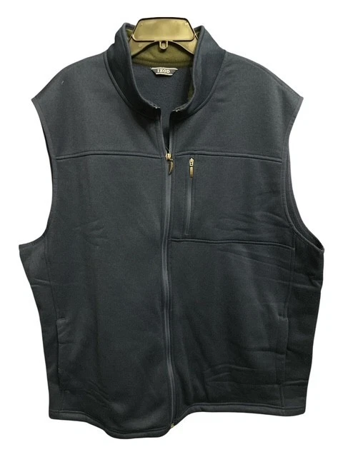 IZOD Mens XLT Vest Medieval Blue Lightweight Full Zip Extra Pocket Fleece Lined
