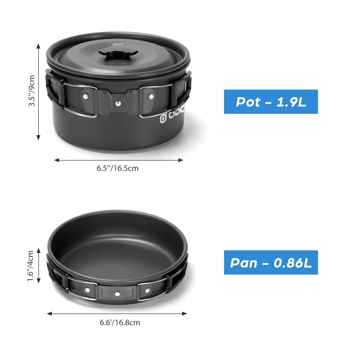 Tmess Kit Odoland 19pcs Camping Cookware Mess Kit, Non-Stick Pot Pan Kettle Set ...