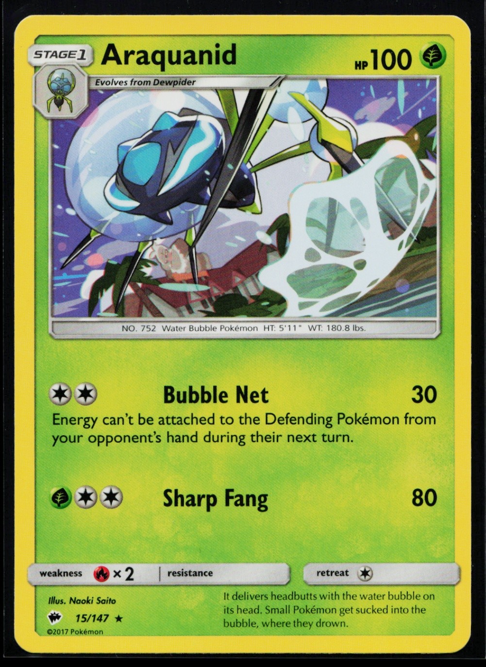 Araquanid Rare SM - Burning Shadows 15/147 NM B868