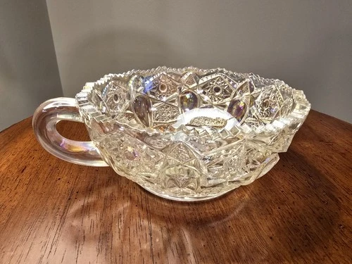 LE Smith American Heritage Clear Iridescent Glass Nappy Sawtooth Edge