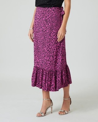 Rock Lila 40 Damen Wickelrock Leo Midi-Länge flieder 4.7804