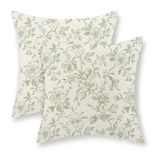 Floral Pillow Covers 18x18 Set of 2 Light 18" x 18" Pack of 2 Sage Green