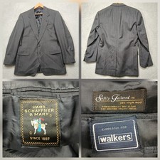 Hart Schaffner Marx Softly Tailored Blazer Mens Gray Wool 2 Button Jacket