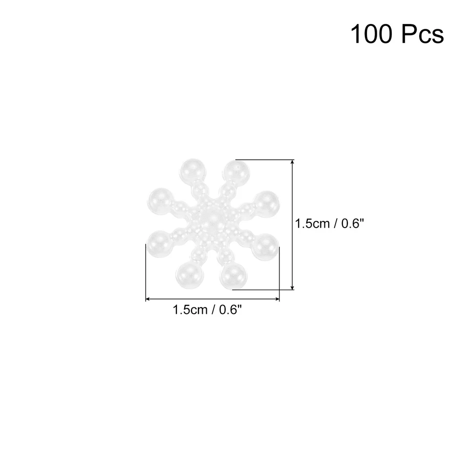 100 Pcs Tiny Glitter Christmas Snowflakes ABS Pearl-like Snowflake White Garland Foto 2 de 4