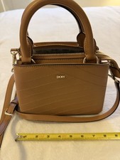 DKNY Purse Satchel Crossbody New Brown Gold Trim Zipper Small 8x6.5x3.5