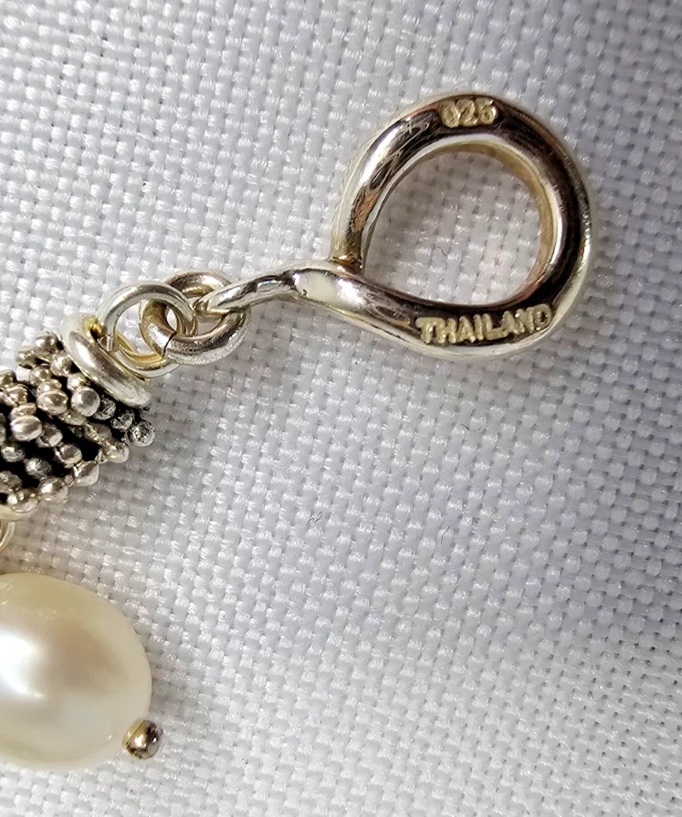 Bracelet Michael Dawkins 925 Thailand pearls Blue Topaz Sterling Silver - Image 3 of 4