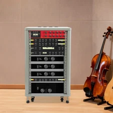 18U Cabinet Rolling Network Rack Audio Studio Video Telecom Equipment Rack Gray