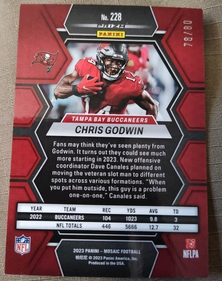 78/80. 2023 Mosaic Red/ Gold Chris Godwin Tampa Bay Buccaneers Set - Image 2 of 2