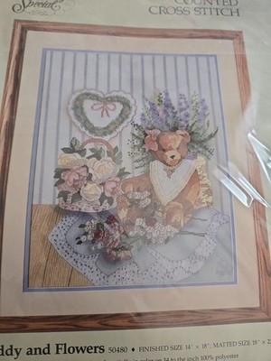 Something Special Kit TEDDY AND FLOWERS Counted Cross Stitch 