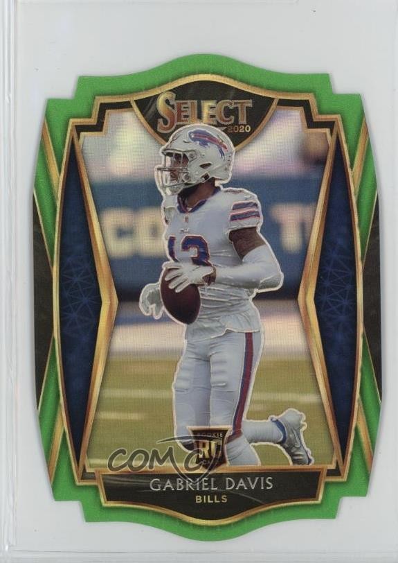 2020 Panini Select Premier Level Neon Green Prizm Die-Cut Gabriel Davis 06z2