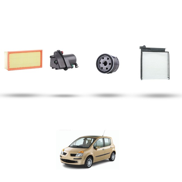 Hoffcar Wartungsset - 4 Filter FüR Renault Modus / Grand Modus 1.5 Dci 78KW Ab-image