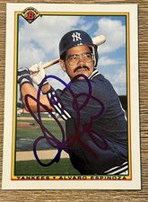 Alvaro Espinoza autographed baseball card Yankees 1990 Bowman Tiffany#431