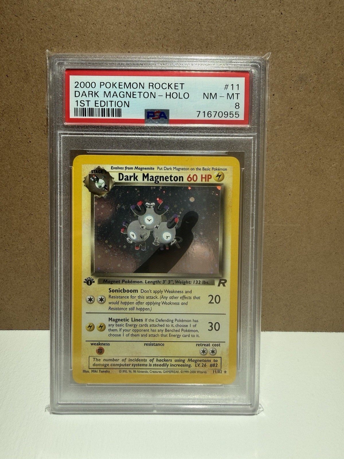 2000 Pokémon Team Rocket 1st Edition 11/82 Dark Magneton Holo PSA 8 DBL SWIRL 🌀