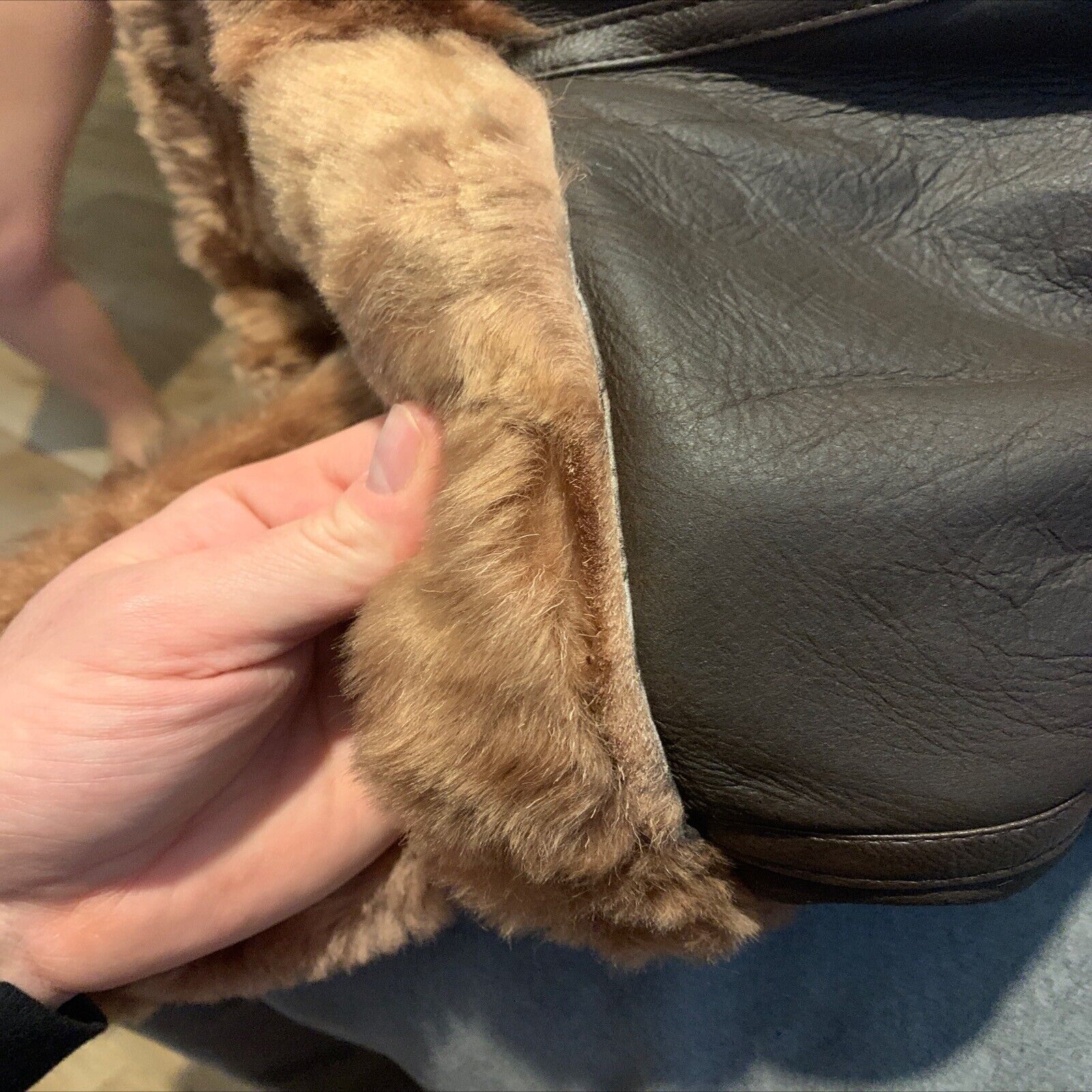 B3 RAF Aviator Bomber Jacket for Men - Brown Shearling Leather Fur Irvin Style image 6