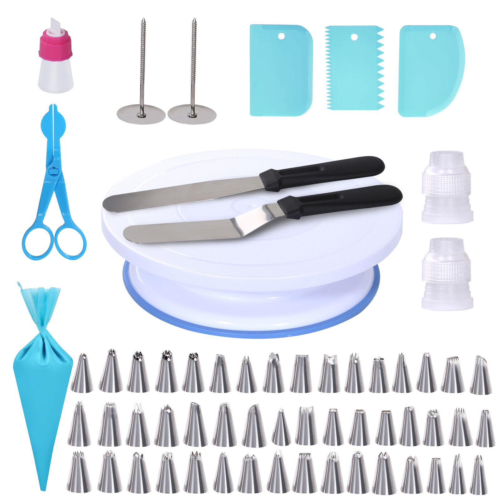 Uten 60Pcs Cake Decorating Supplies Kit,Baking Tools Set For Cakes，Baking Gift