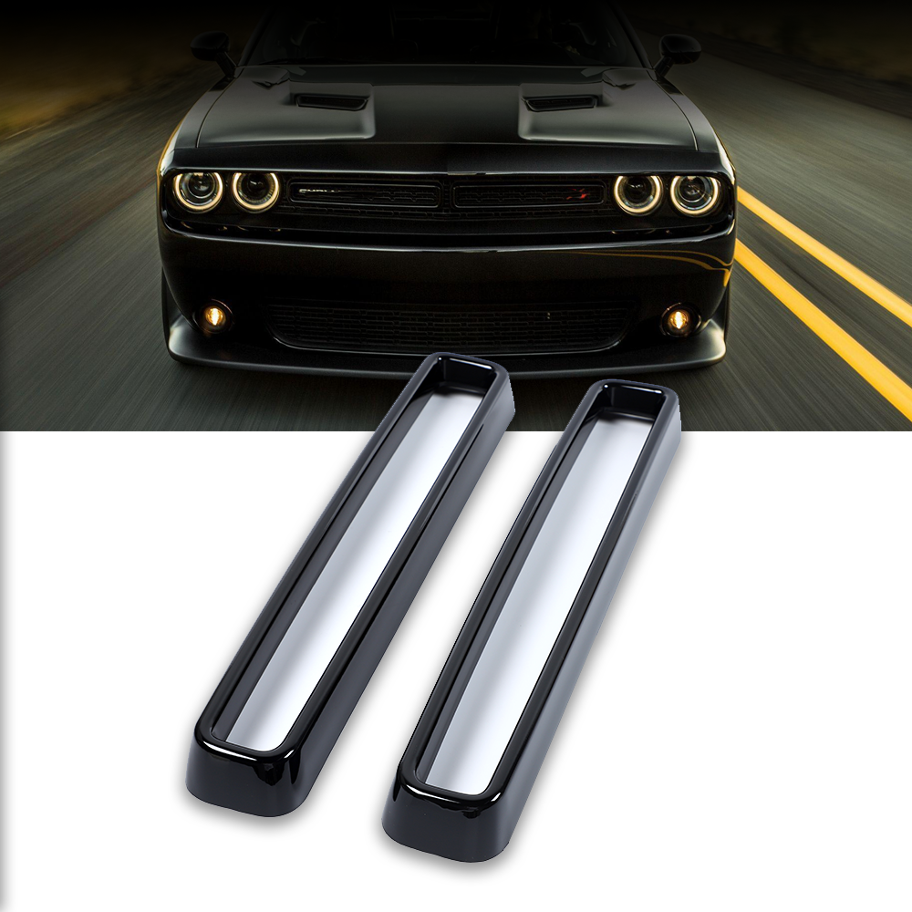 Dodge Challenger 2015-2023 Front Grille Inserts 2-Piece Set Black Mesh Cover Trim Protector