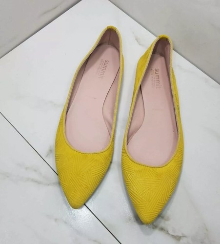 pointed toe yellow flats