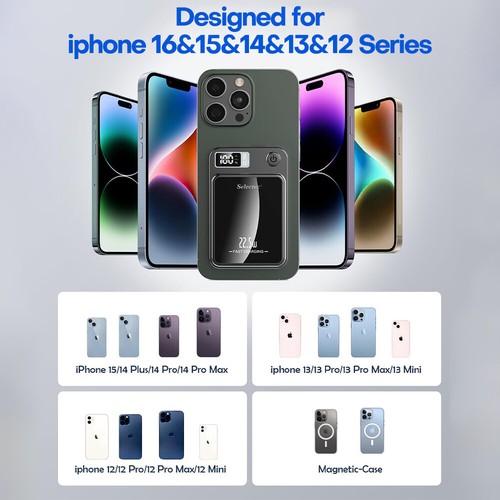 20000mAh Magnetyczny powerbank Mag-Safe Bezprzewodowa ładowarka do iPhone 15 14 13 12 - Zdjęcie 16 z 21
