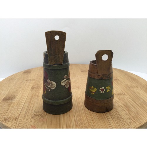 Vintage German Hand Painted Wooden Flower Vases 3 - Picture 3 of 11