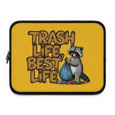 Trash Life, Best Life Laptop Sleeve  Eco-Friendly Laptop Case, Raccoon Art,