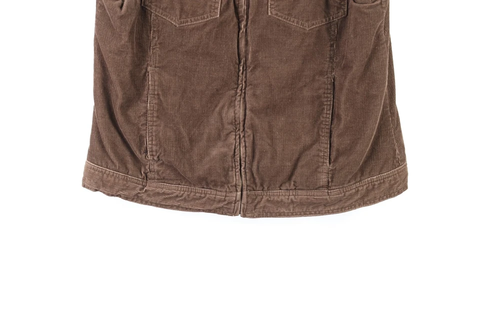 Vintage Cabelas Womens Large Fleece Lined Full Zip Corduroy Vest Jacket Brown - Image 3 of 4