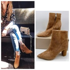 Marc Fisher LTD Ulani Womens Ankle Boots Chunky Heels Booties Brown Suede US 9.5