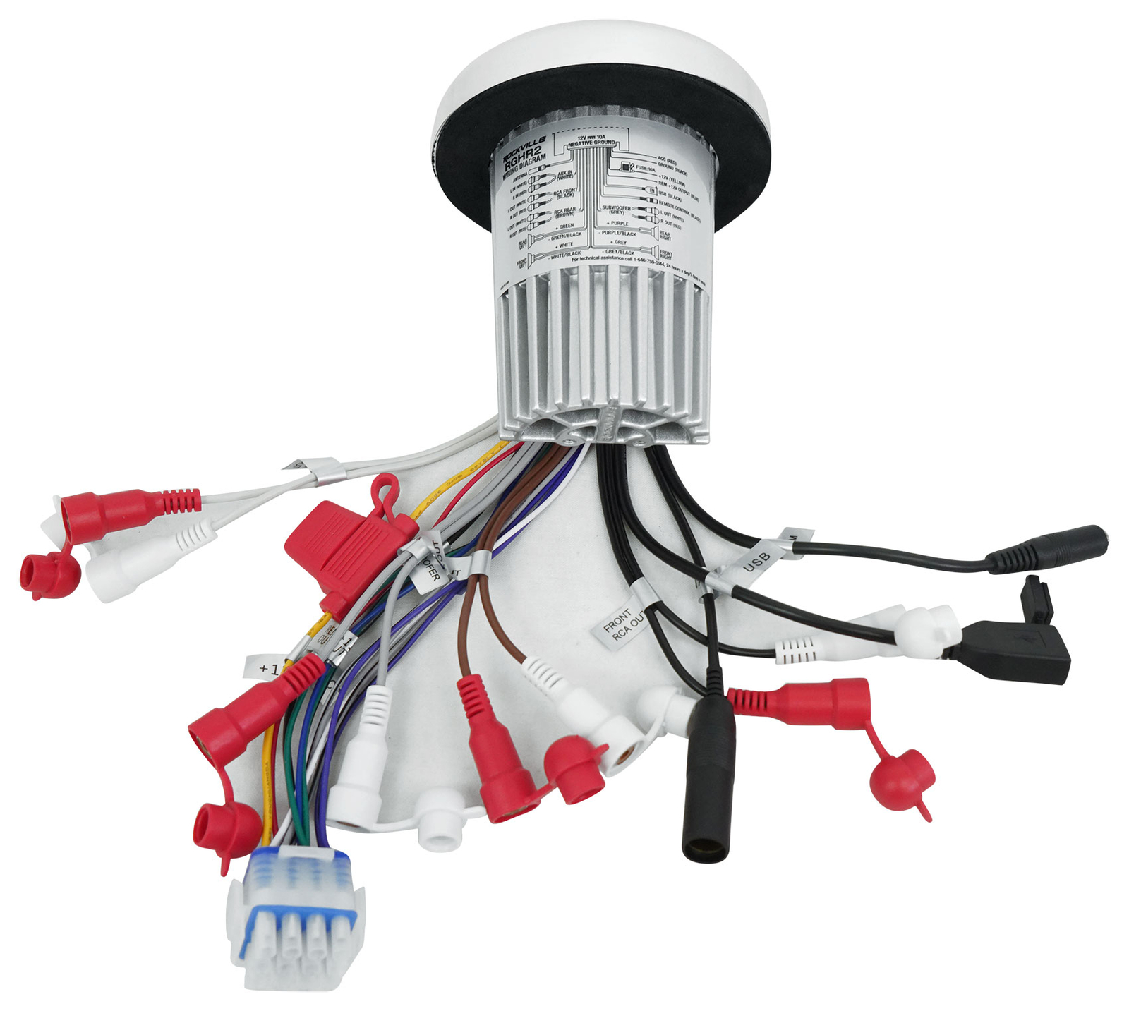 Лодочный ресивер Rockville RGHR2 Marine с BluetoothUSB4 Черные 65-дюймовые динамики