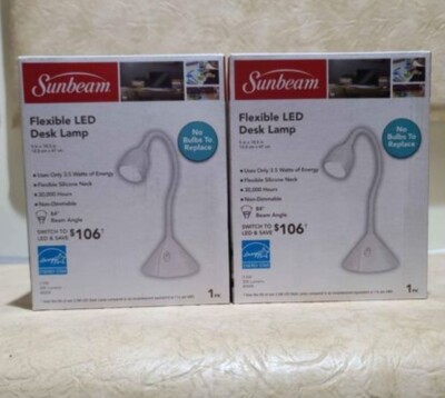 Set of 2- Sunbeam flexible LED desk lamp (white)