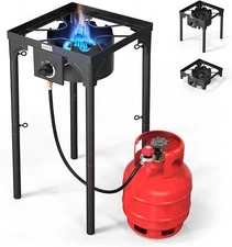100,000 BTU Portable Gas Camping Stove, Outdoor Propane Burner w/20psi Regulator