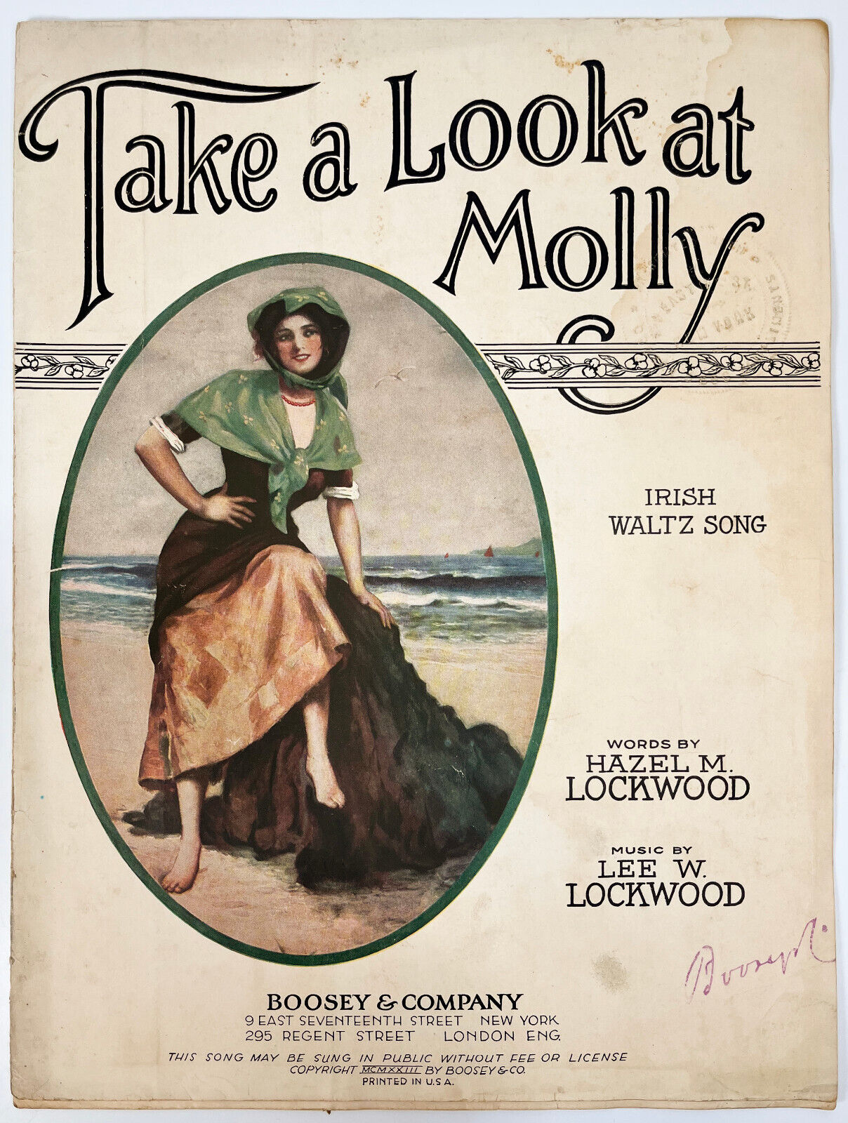 Take a Look at Molly Irish Waltz 1923 VTG Sheet Music Hazel Lee Lockwood |  eBay