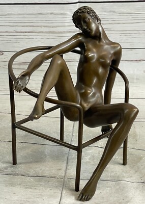 Original Hautfarben Mädchen 100% Heißguss Bronze Statue Mario Nic Heim Dekor Art