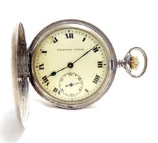 Pocket ESCASANY Hunte Movement Cyma Dial Porcelain Silver 52mm 1910c Working