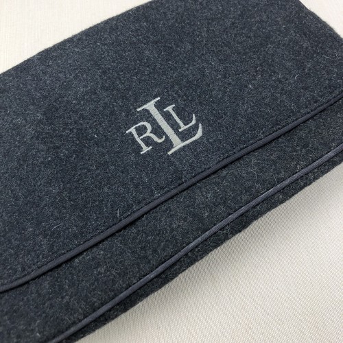 Ralph Lauren Dark Gray Wool Shoulder Bag Monogrammed RLL - Picture 2 of 11