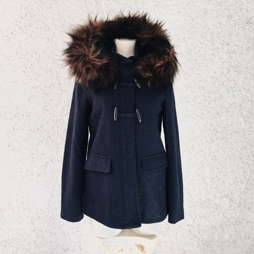 ONLY MONTGOMERY LANA BLU VIOLA CON CAPPUCCIO IN PELLICCIA GIACCA ZARA ASOS  | eBay
