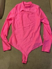 Mens Hot Pink Shiny Spandex Bodysuit Dance Unitard Medium