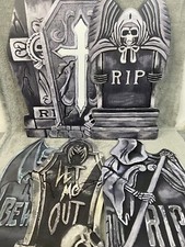 Yard Sign for Halloween Tombstone 6 PCS Garden Signs RIP Cemetery Decorations US