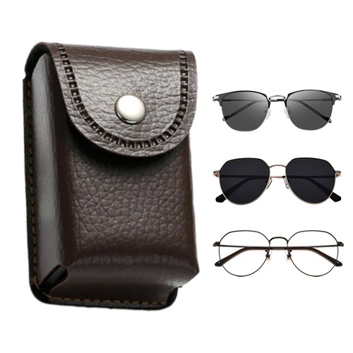 Portable Leather Folding Glasses Case Soft Eyeglass Protective Pouches - Picture 12 of 14