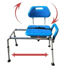 Gateway Premium Sliding Bath Shower Chair Transfer Bench Padded with Swivel Seat