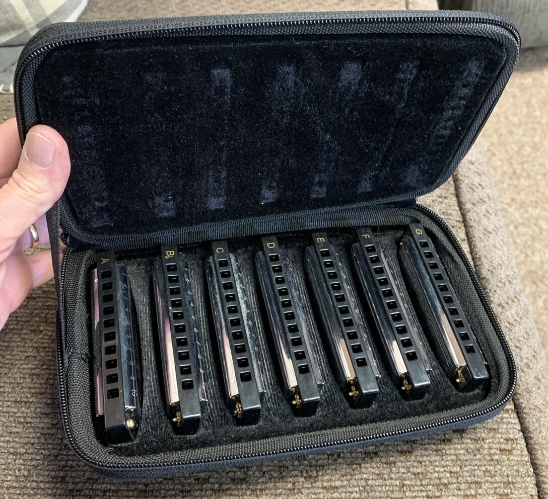 Harmonica Bluesband Hohner International Set Of 7 (AG )With Case