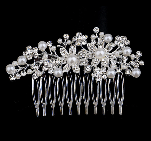 Bridal Flower Diamante Pearl Hair Comb Pins Clips Rhinestone Hair Accessories - Picture 23 of 37