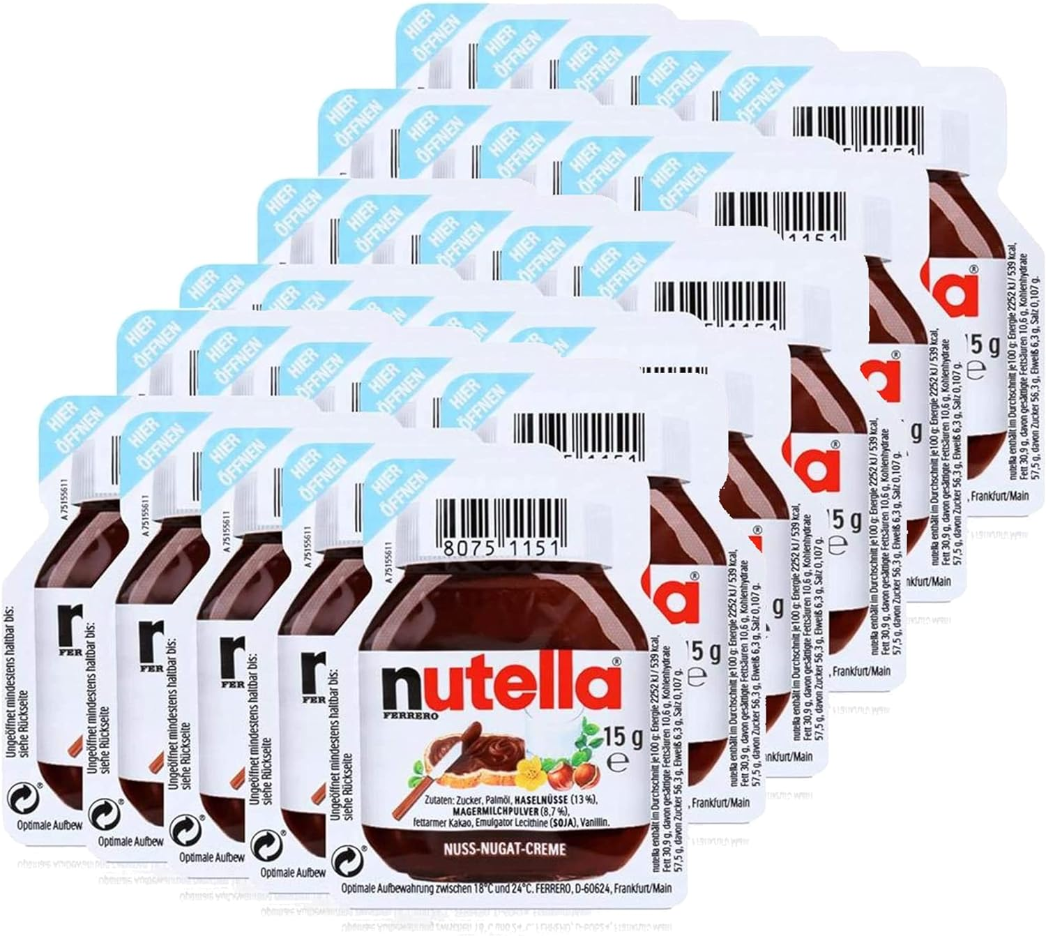 SET DA 30 VASCHETTTE DI NUTELLA DA 15 GR. VASCHETTA