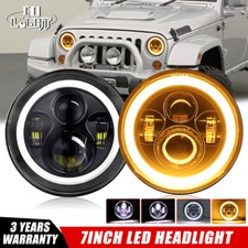 For Jeep Wrangler Tj 1997-2006 Pair Round 7 Led Headlights Amberwhite Halo For Jeep Wrangler Tj 1997-2006 Pair Round 7 Led Headlights Amberwhite Halo
