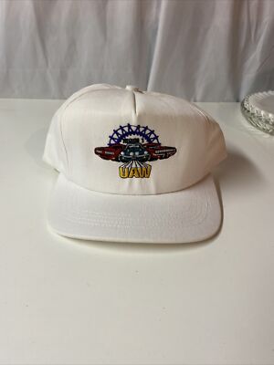 Vintage UAW United Auto Workers Snapback Cap Hat Region 1 White 
